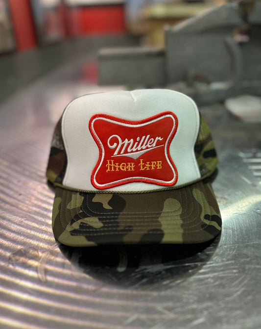 Miller Patch Trucker Hat, Camo/White